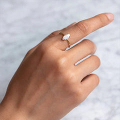 Aide White Opal 925 Sterling Silver Rings For Women Simple Minimalist 18K Gold Rings Wedding Party Engagement Gifts Hot Sale