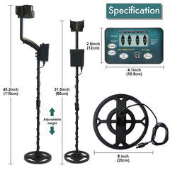 High Sensitivity Metal Detector Waterproof Detector De Metales Profesional Pinpointing for Treasure Search Underground Gold Iron