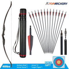 Toparchery 20-40lbs Archery 57" Takedown Recurve Bow For Hunting Recurve Bow and Arrow Set Left Right Hand Black Hunting Bow