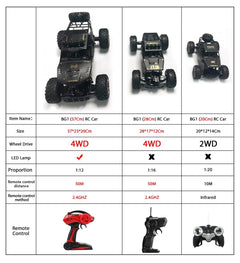 1:12/1:16 4WD RC car with Led lights 2.4G radio high-speed racer dual motor drive off-road control truck Children's toy Gift