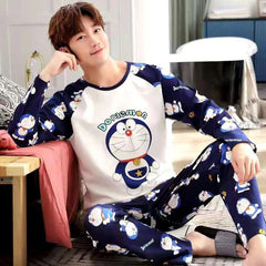 Mens Pajamas Letter Striped Casual Soft Sleepwear Cartoon Breath Pajama Sets Sleep&Lounge Pyjamas Spring Autumn Comfort Homewear