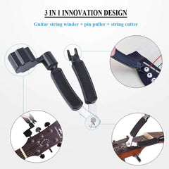 3 in 1 Guitar Peg String Winder + String Pin Puller + String Cutter Guitar Tool Set Multifunction Guitar Accessories