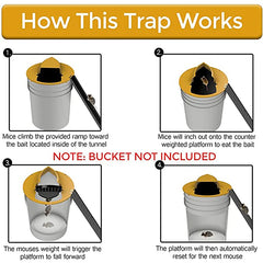 Efficient Mousetrap Reusable Smart Rat Trap Auto Reset Flip and Slide Humane Outdoor Indoor Bucketlid Rat Killer