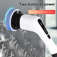 7 In 1 Electric Cleaning Turbo Scrub Brush Multifunctional Long Handle Cordless Spin Scrubber Cleaning Brush Bathroom Accessorie