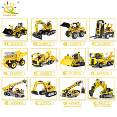 HUIQIBAO Engineering Truck Tech Building Block City Construction Toy For Children Boy Adults Excavator Bulldozer Crane Car Brick