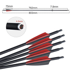 Toparchery 31.5inch Carbon Arrow Spine 500 For Compound/Recurve Bow/Arrow Archery Shooting Hunting Accessories(6/12/24pcs)