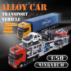 2023 New 1:50 Diecast Alloy Truck Model Toy ContainerTruck Pull Back Engineering TransportVehicle Boy Toys For Children