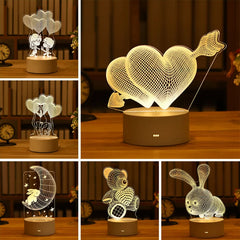 Romantic Love 3D Acrylic Led Night Lamp for Home Decor Children Night Light Birthday Christmas Gift Valentine's Day Bedside Lamp