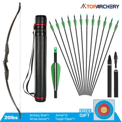 Toparchery 20-40lbs Archery 57" Takedown Recurve Bow For Hunting Recurve Bow and Arrow Set Left Right Hand Black Hunting Bow