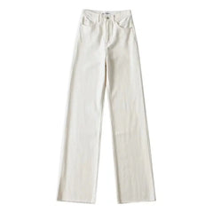 High Waisted Raw Edge Wide Leg Denim Trousers