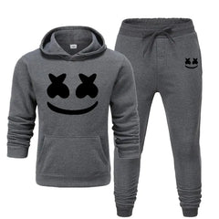 Men's Smiley Face Hoodie and Pants Two-Piece Set