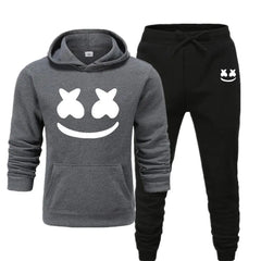 Men's Smiley Face Hoodie and Pants Two-Piece Set