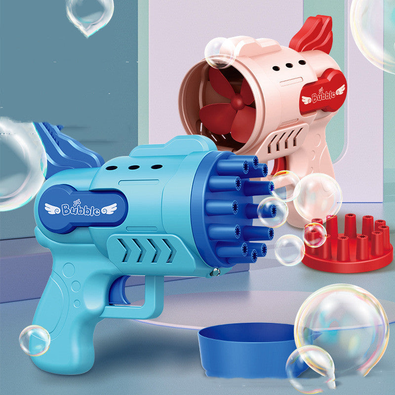 Angel 12-hole Bubble Gun One-machine Dual-purpose Bubble Fan Children's Toy Electric Gatling
