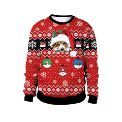 Women's Christmas Animal Print Round Neck Sweater