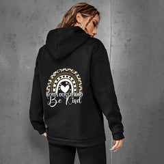 Be Kind Letter Print Hooded Women's Brushed Hoody
