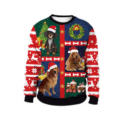 Women's Christmas Animal Print Round Neck Sweater