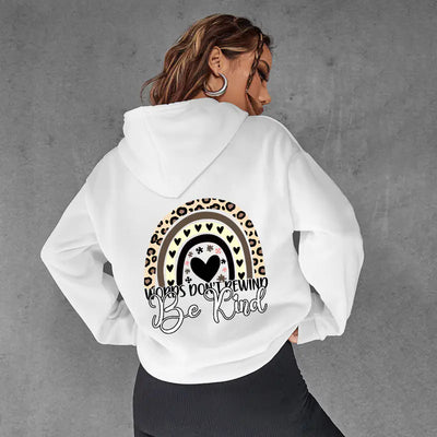 Be Kind Letter Print Hooded Women's Brushed Hoody