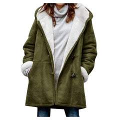 Hooded Mid-Length Solid Color Casual Coat