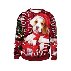 Women's Christmas Animal Print Round Neck Sweater
