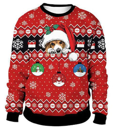 Women's Christmas Animal Print Round Neck Sweater