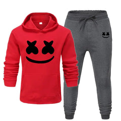 Men's Smiley Face Hoodie and Pants Two-Piece Set