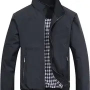 Plus Size Men's Windproof Jacket with Zipper Pocket