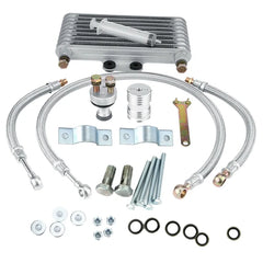 Motorcycle Engine Oil Cooler Cooling Radiator Kit 125Ml Aluminum Silver for Honda CB CG Engine