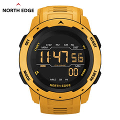 NORTH EDGE Men Digital Watch Men's Sports Watches Dual Time Pedometer Alarm Clock Waterproof 50M Digital Watch Military Clock