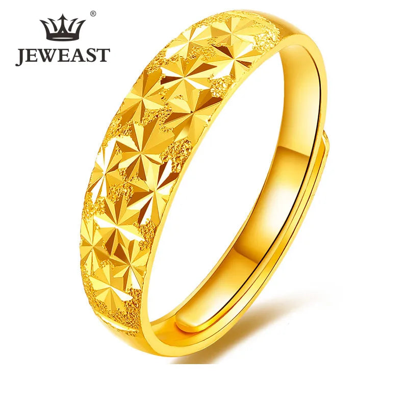 24K Pure Gold Ring Real AU 999 Solid Gold Rings Nice Upscale Shiny Starlight Trendy Classic Party Fine Jewelry Hot Sell New 2023