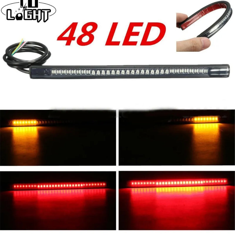 CO LIGHT Flexible Led Strip 48 Leds Stop Light Motorcycle Auto Turn Signal Brake Tail Strip Tail Light for Lada Car Moto