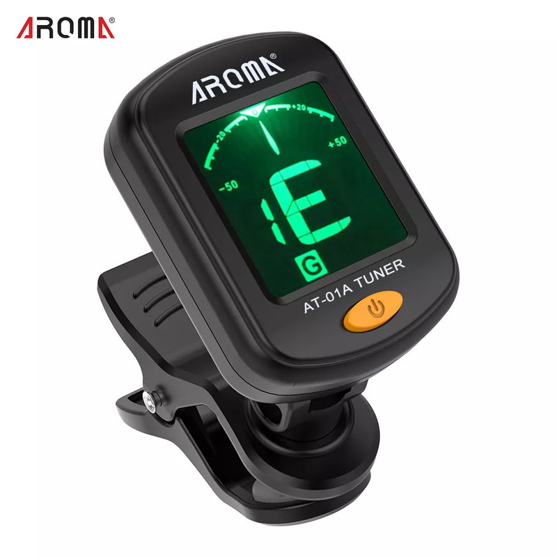 AROMA AT-01A Guitar Tuner Rotatable Clip-on Tuner LCD Display for Chromatic Acoustic Guitar Bass Ukulele Guitar Accessories