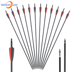 Toparchery 31.5inch Carbon Arrow Spine 500 For Compound/Recurve Bow/Arrow Archery Shooting Hunting Accessories(6/12/24pcs)