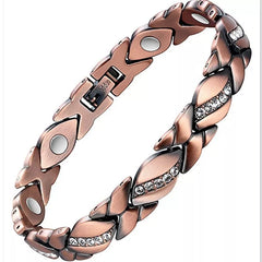 Vintage Copper Color Magnetic Bracelet Women Arthritis Pain Relief Adjustable Bio-Energy Blood Pressure Bracelet Health Jewelry