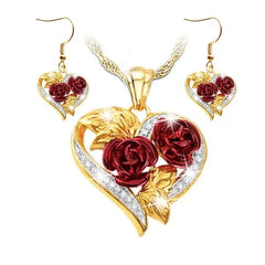 1/3pcs/Set of Rose Flower Jewelry Set for Women Luxury Rose Flower Necklace Earrings for Wedding Jewelry Valentine's Day Gifts