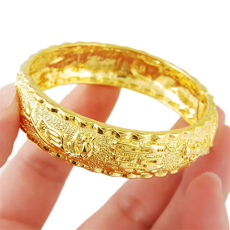 24K Real Gold Bracelet Hi Word Gold Bracelet Plating Gold for Women's Wedding Jewelry Gifts