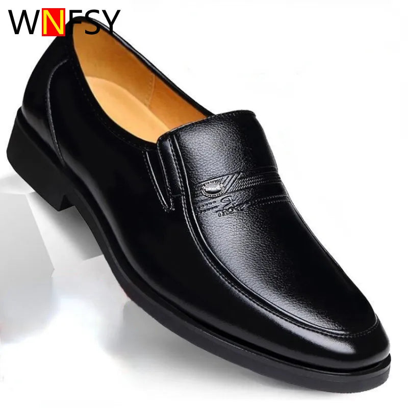 Leather Men Formal Shoes Luxury Brand Men's Loafers Dress Moccasins Breathable Slip on Black Driving Shoes Plus Size 38-44