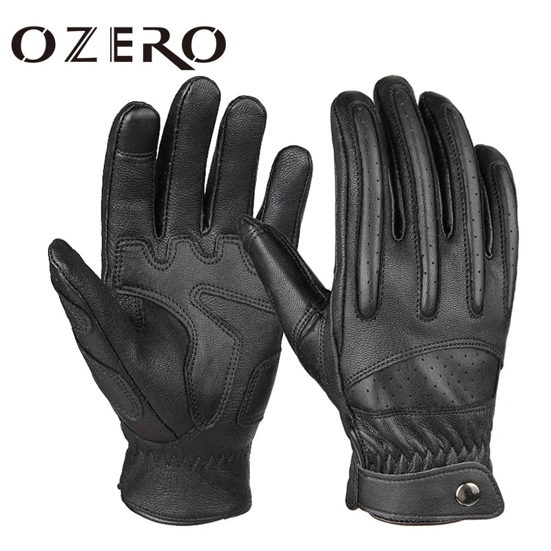 OZERO Men women Leather Motorcycle Gloves Outdoor Full Finger Touch Screen Motorcyclist Driving Glove For Cycling Driving racing