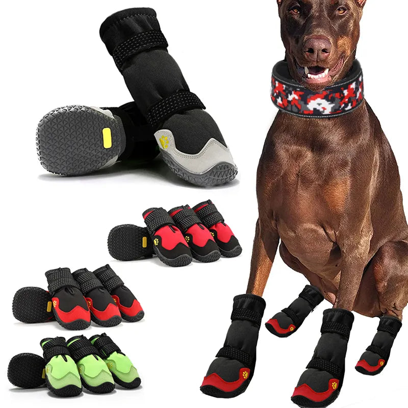 Anti-Slip Dog Snow Boots Waterproof Shoes for Large Dogs Reflective Boots for Hiking Soft Breathable Paw Protectors for Pets