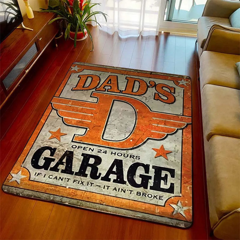 Dads Garage Funny Rug Garage Rug for Men Area Rug Living Room Decor Man Cave Anti-slip Carpet Entrance Doormat Floor Decor Rug