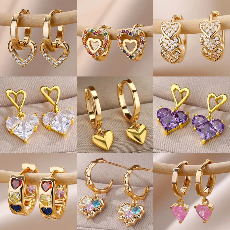 New In Heart Earrings for Women Gold Color Stainless Steel Earrings 2023 Trending Ear Piercing Wedding Jewelry Gift aretes mujer