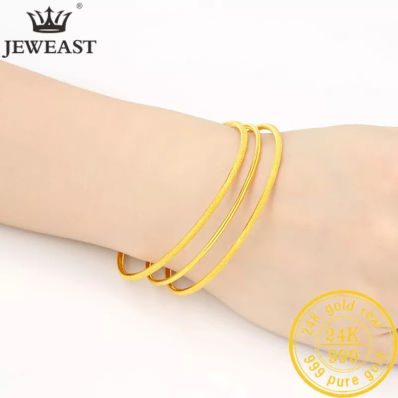 JLZB 24K Pure Gold Bracelet Real 999 Solid Gold Bangle Upscale Beautiful Butterfly  Trendy Classic Jewelry Hot Sell New 2023