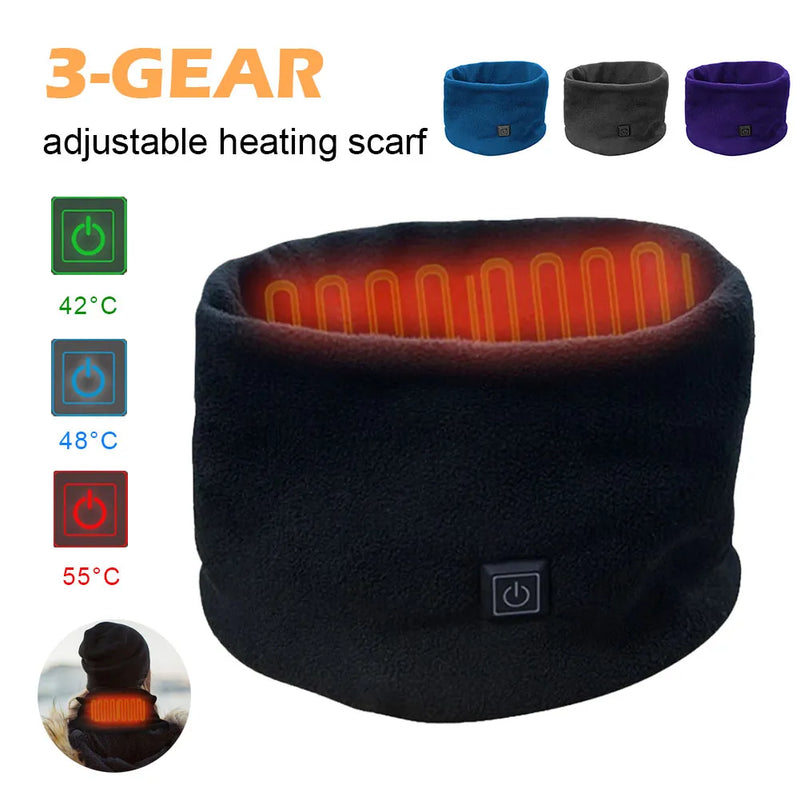 Winter Electric Heated Scarf Neck Wrap USB Rechargeable Neck Warmer 3 Speed Adjustment Fleece Scarf For Cycling Skiing Camping