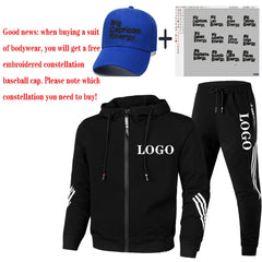 3Pcs/set  Custom Tracksuit Sweatpants And Hoodie Set Men'S Sports Two Piece Suit Custom Logo Hooded Sweater Suit