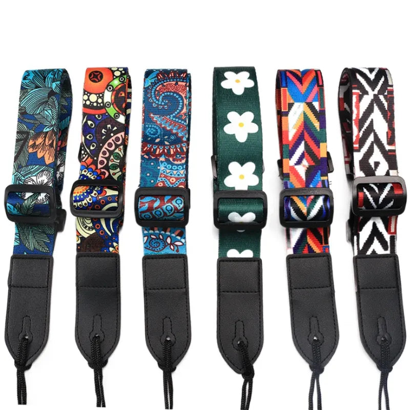 Adjustable Canvas Personalized Colorful Printed Guitar Strap for Ukulele Electric Guitar Acoustic Guitar Bass Guitar Accessories